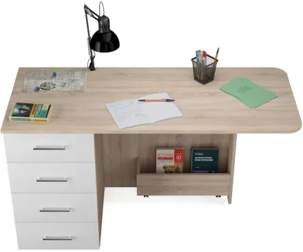 Стол письменный раскладной тип 5, Дуб Сонома/Белый ясень 