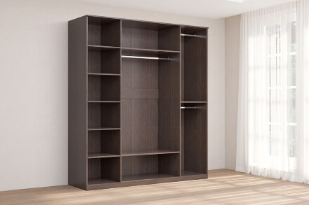 Шкаф 4 двери 2 зеркала КЭТ-4, венге 